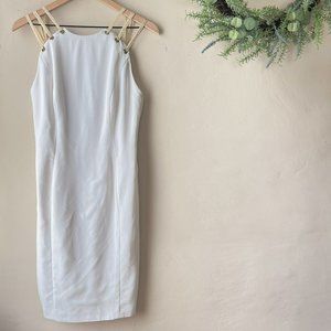 Vintage A.J. Bari White Gold Cocktail Dress